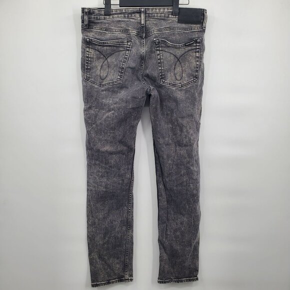 Calvin Klein Slim Denim Pants Jeans Men Size 34 X 32 Gray Acid Wash Cotton - Picture 4 of 14